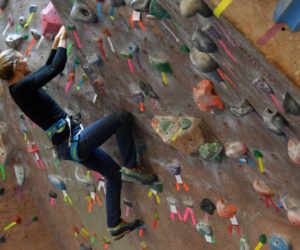 Students take on the wall at Learn to Rock Climb Day
